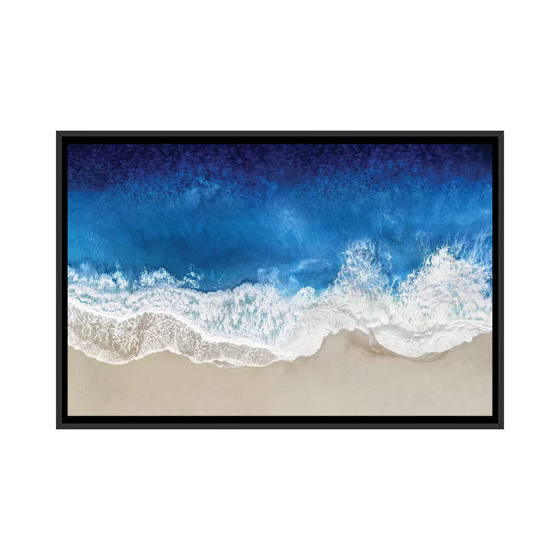 Indigo Waves From Above I, impression sur toile, H 18 po x l 26 po x P 1,5 po, Toile avec cadre noir, Pas de tapis