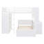 Lit mezzanine double avec lit simple, bureau et tablettes