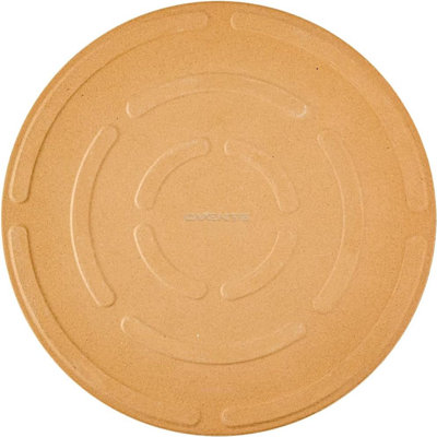 OVENTE 13" Round Pizza Stone for Oven and Grill, Heat Resistant Ceramic Flat Baking Stone with Cutter Wheel, Metal Rack Stand, Ideal for Making Crisp Crust Pizza, Bread, Cookies & More, Beige BW10132