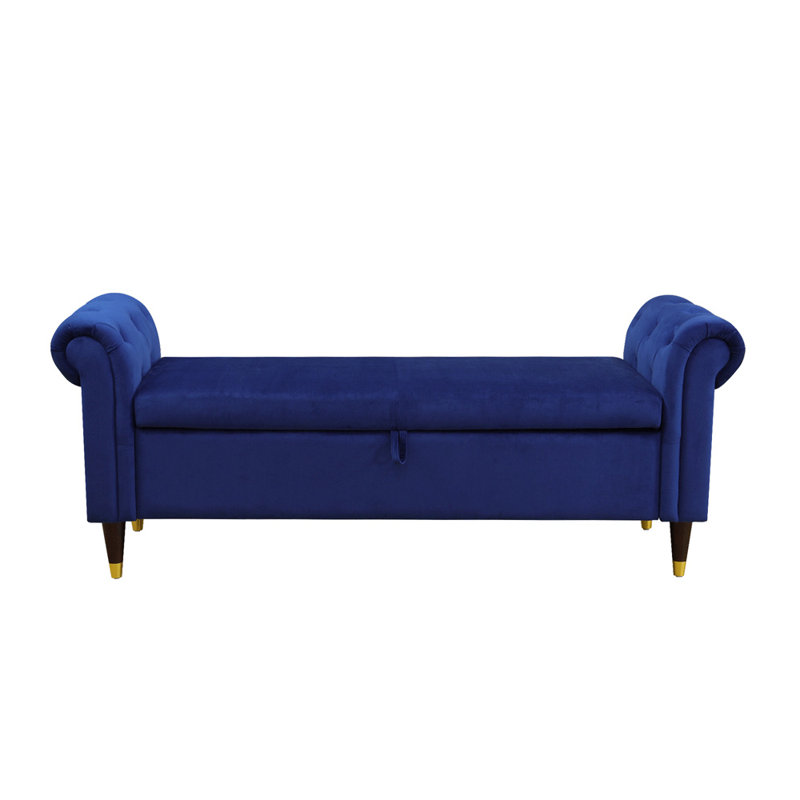 Banc de rangement rembourré bleu Sherpa, Bleu