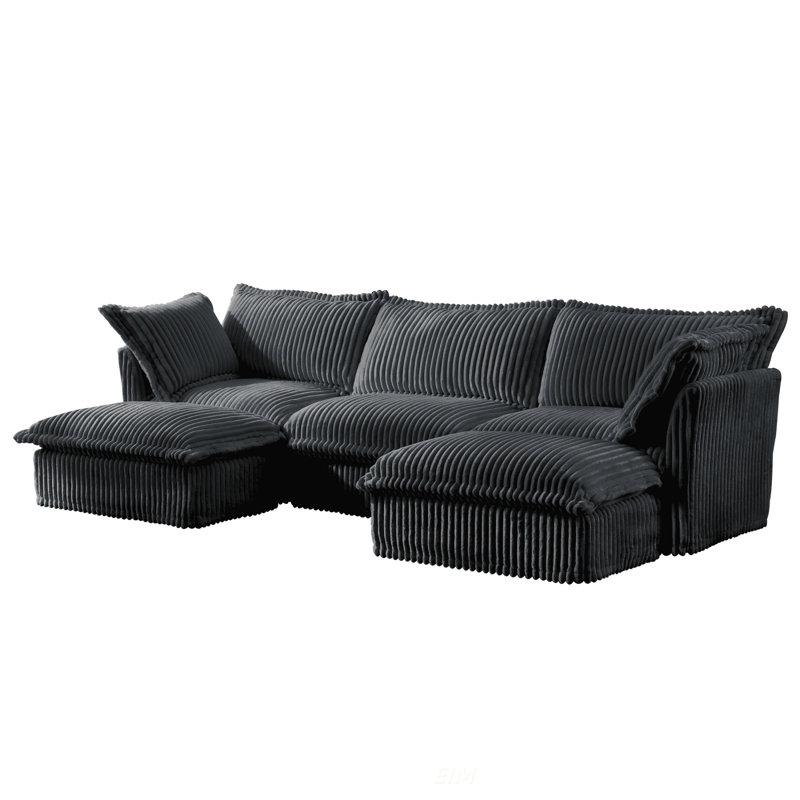 Luxury Modular Sectional Sofa Couch - Oversized U Shaped Cloud Couch For Living Room, Deep Seat Sofa With 2 Ottomans, Chenille White