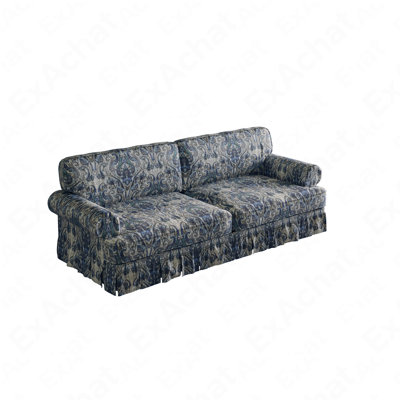 74"Luxuriously Comfortable 3-Seater Cloud Couch,Oxford Fabric Sofa With Elegant Rolled Arms & Pleated Skirt Design,26.4"Extra Deep Seat Mid Century Sofa For Apartment,Office,Blue Floral
