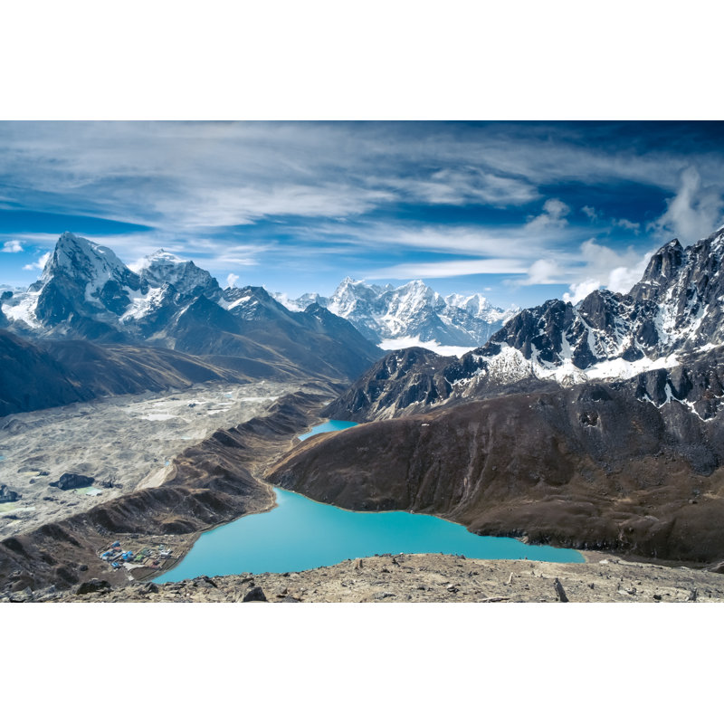 Beautiful Snow-Capped Mountains With Lake by Goinyk - Wrapped Canvas Print, 30cm H x 46cm W