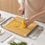 Durable And Eco-Friendly Bamboo Chopping Board With Sliding Stainless Steel Trays - Large Organic Wooden Cutting Board