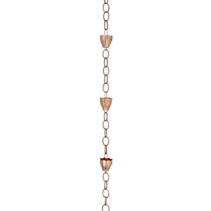 Chaîne de pluie Kammerer Crocus, H 102 po x l 3,25 po x p 3,25 po, Cuivre poli