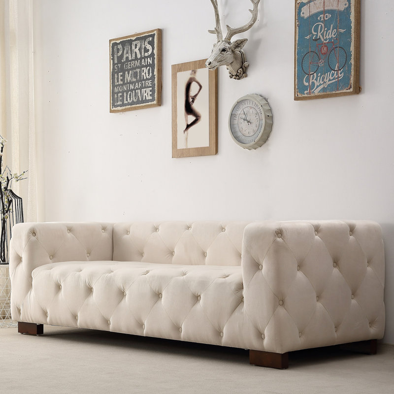 Canapé Ossett, Velours beige / brun clair