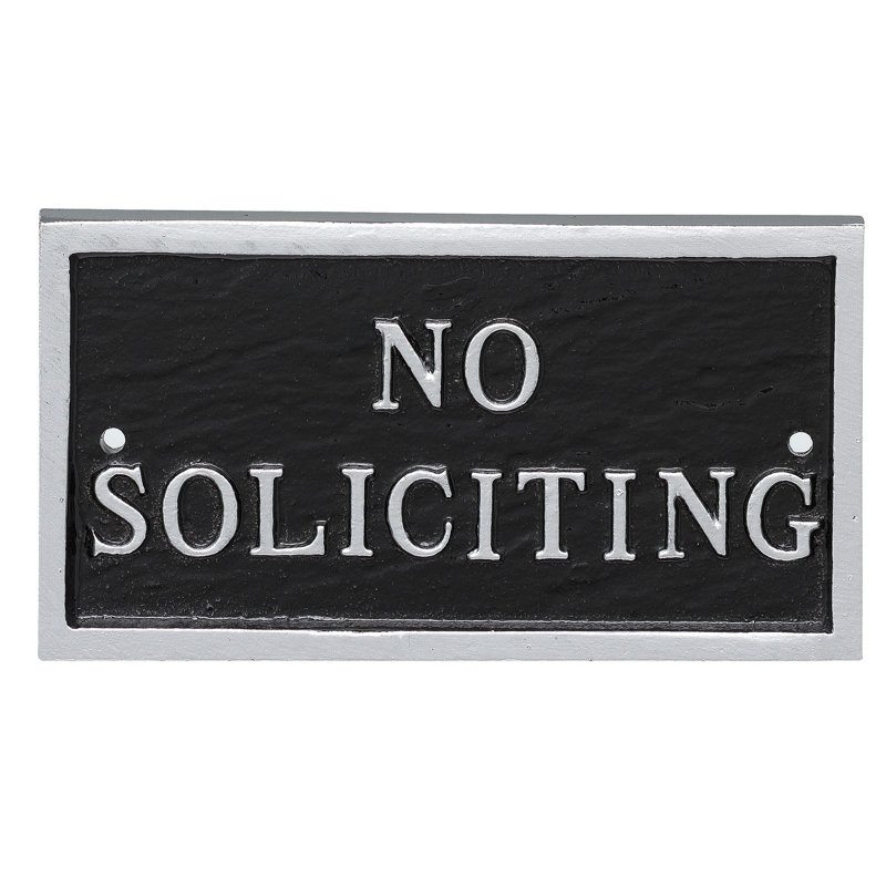 No Soliciting Statement Garden Plaque, Black/Silver