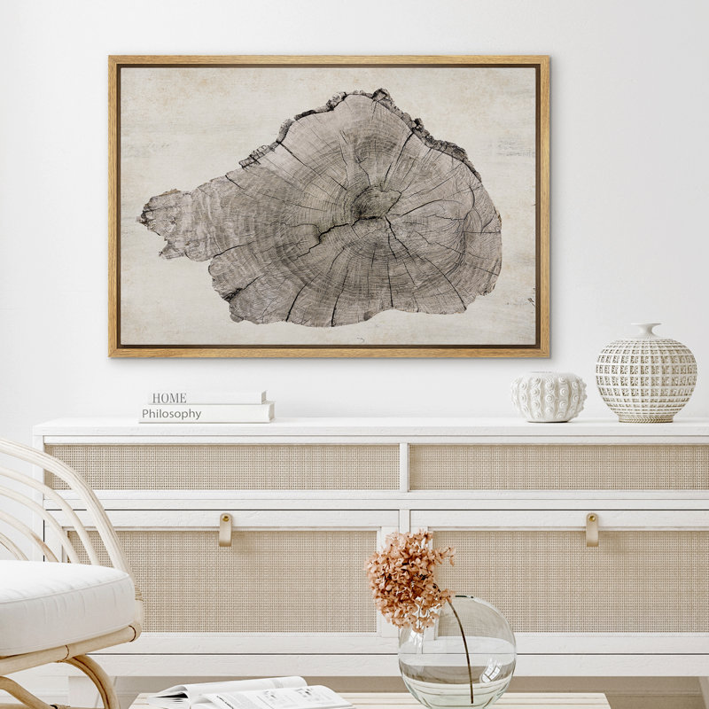 «Wood Tree Ring Log Neutral Farmhouse Cabin Cottage Eathy Decor», reproduction d'art sur toile encadrée, H 24 po x l 36 po