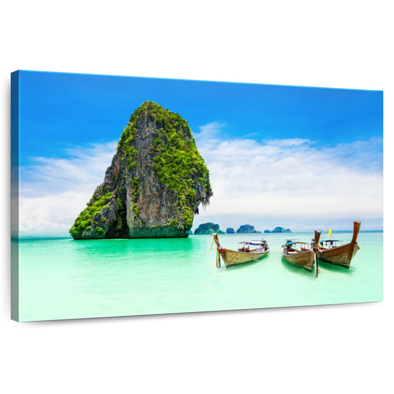Bateaux Mehar à l'île de Krabi, H 26 po x l 39 po
