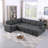 Upholstered L-Shaped Sectional Left Hand Facing-658920206