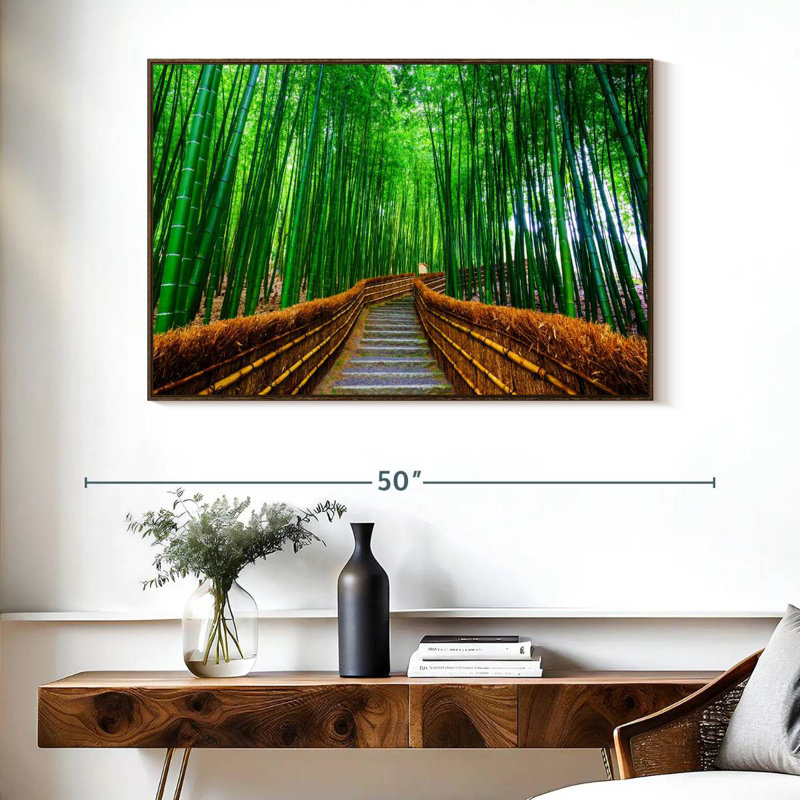 Bambou Arashiyama, Cadre flottant noyer, 40 po x 27 po