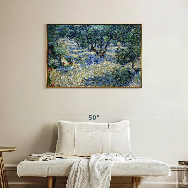 Olive Orchard 1889, 37 po x 25 po, Cadre flottant doré