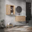 Meuble-lavabo mural avec lavabo et armoire latérale, portes à fermeture douce, armoire combinée