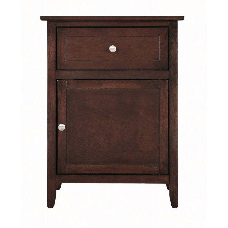 Nightstand, Drawer With 1 Door Nightstand, Beige