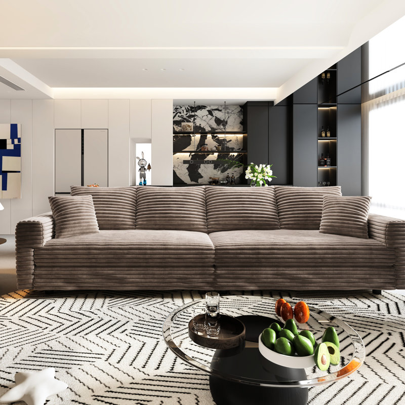 102,4 po à 4 places, velours côtelé, canapé convertible en nuage, structure en bois massif, coussins moelleux, éponge haute densité, support à ressort, couleur chameau amovible, multiples