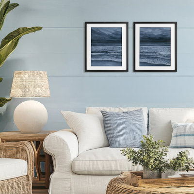 Dramatic Sea Dark Storm 2pc Framed Print Under Glass Set, design by Grace Popp