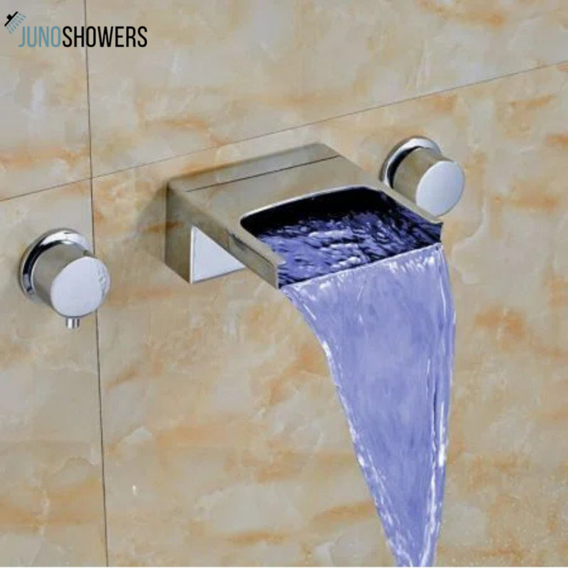 Robinet de lavabo de salle de bain mural moderne à DEL avec fonction de changement de couleur