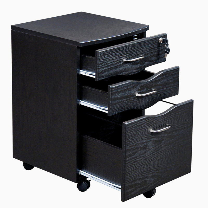 Rolling Storage and File Cabinet, Espresso