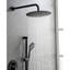 Système de douche au design noir mat. Tête, douche à main, barre coulissante, jets pour le corps. Sensation naturelle. Auto-nettoyant. Fixation murale. Laiton avec de nombreuses options. Douche pluvieuse. Laiton. Fixé