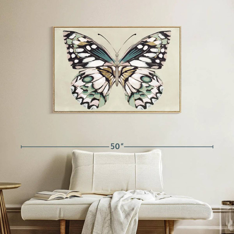 Baiser de papillon I, Cadre flottant en bois naturel, 40 po x 27 po