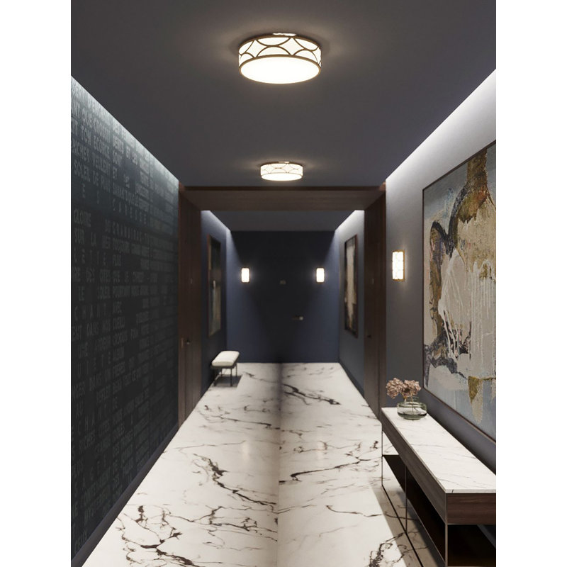 Jasvant Acrylic LED Flush Mount, 5" H x 20" W x 20" D, Gold