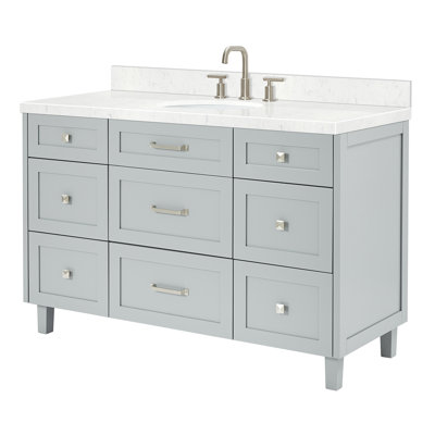 ARIEL Monroe 54 Single Sink Bathroom Vanity with Carrara Quartz Top
