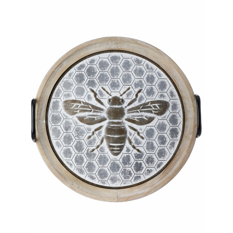 Aylaa Wood and Metal Bee Honeycomb Tray