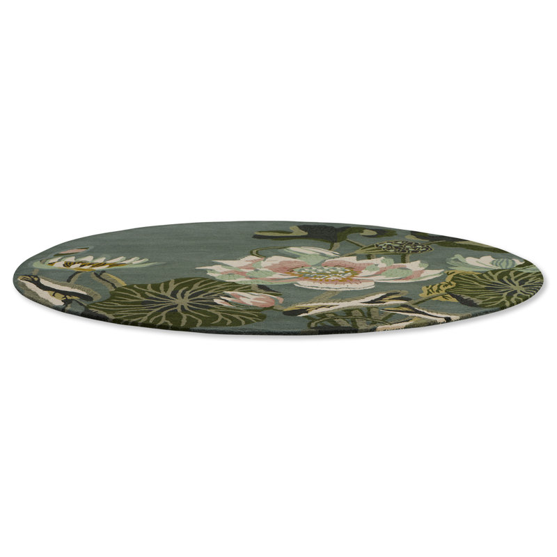 Hand Tufted Wool Floral Area Rug, Round 6'7"