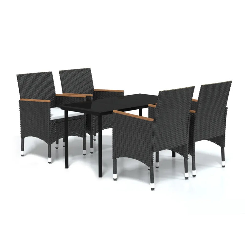 Nance 4 - Person Wicker Patio Dining Set with Rectangular Table , Cushions Included