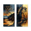 Or doré dans un arbre africain noir - ensemble d'art mural africain 2 pièces-939369704-939369707