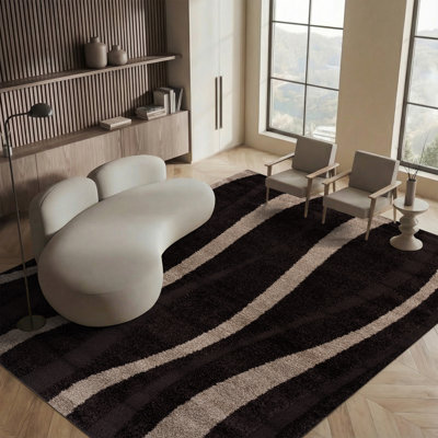 Tapis brun à motif abstrait Angle
