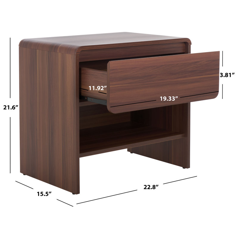 Arsenio 1 Drawer Nightstand, Brown