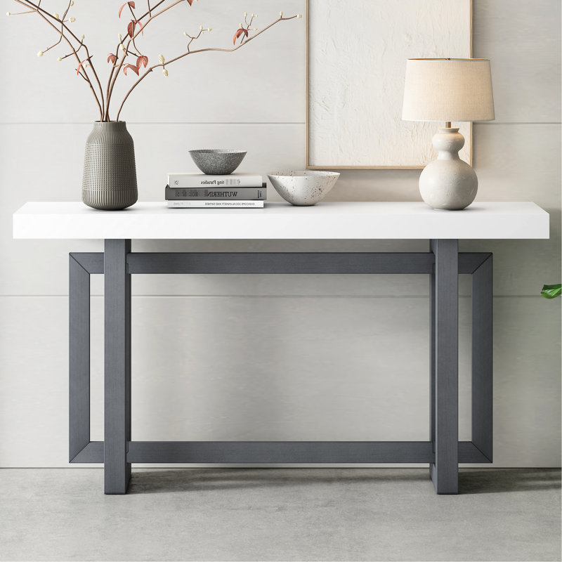 Console extra longue en bois - Rehaussant le décor de votre couloir et pratique pour la chambre à coucher avec une surface solide au design épuré