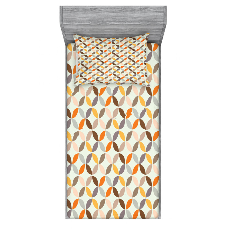 Microfiber Polka Dots Sheet Set, Twin XL Sheet Set with Fitted Sheet, Orange