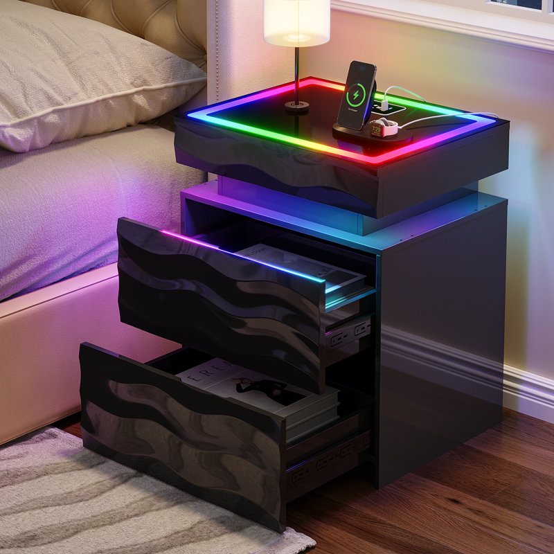 50cm W Bedside Table, Black