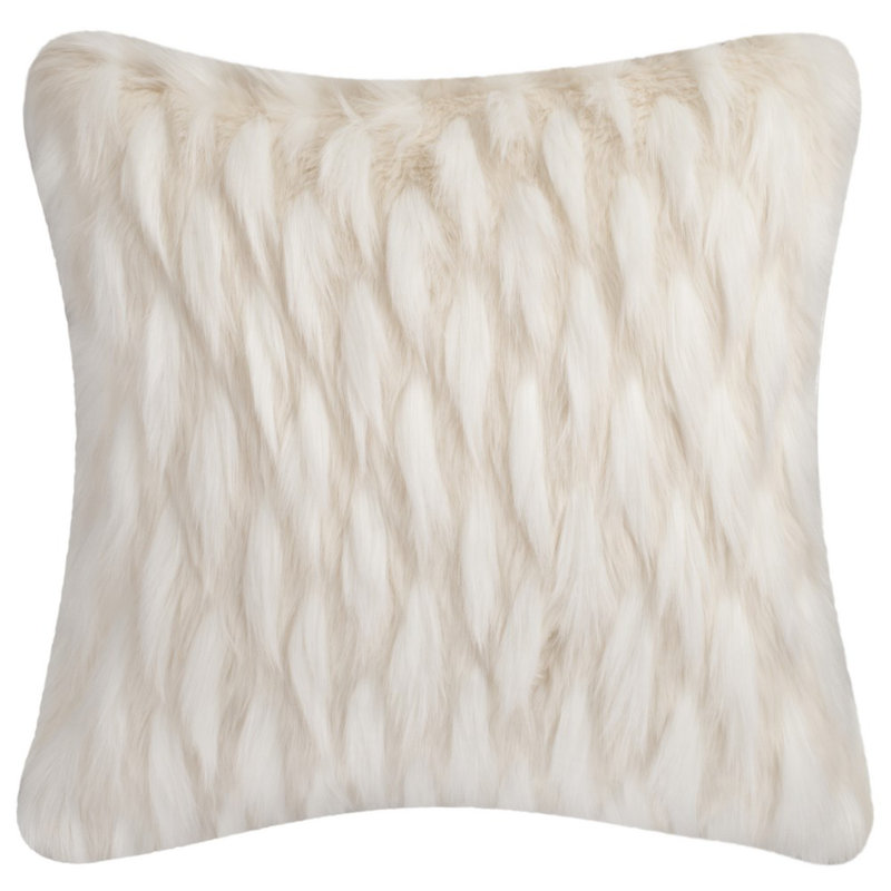 White Faux Fur 20" Square Feather Pillow