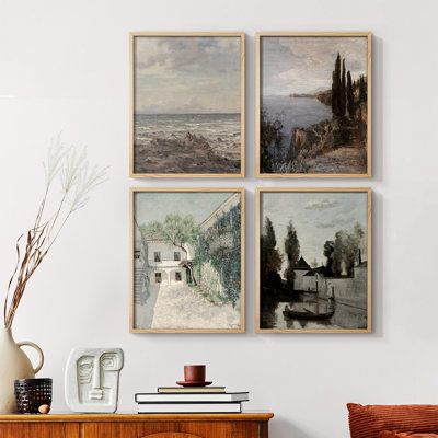 «Vintage Landscape», reproduction encadrée CLxxxviii - ensemble de 4