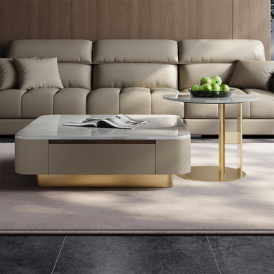 Light luxury square marble coffee table