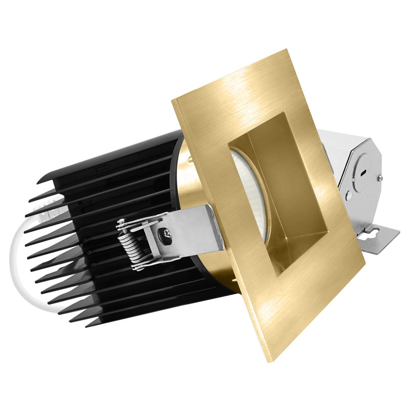 Éclairage encastré DEL 4 po LUXRITE, projecteur Canless régressé, 5CCT, 60º, 22W, 1700LM, garniture carrée en laiton interchangeable, à intensité variable, homologuée pour les environnements humides et les circuits intégrés