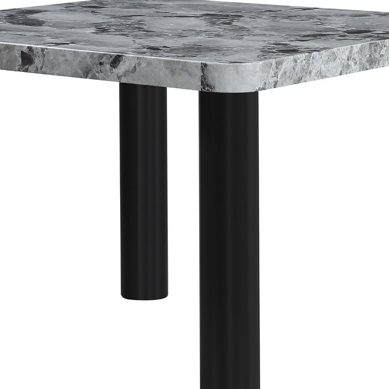 Table de salle à manger en faux marbre gris avec pieds noirs
