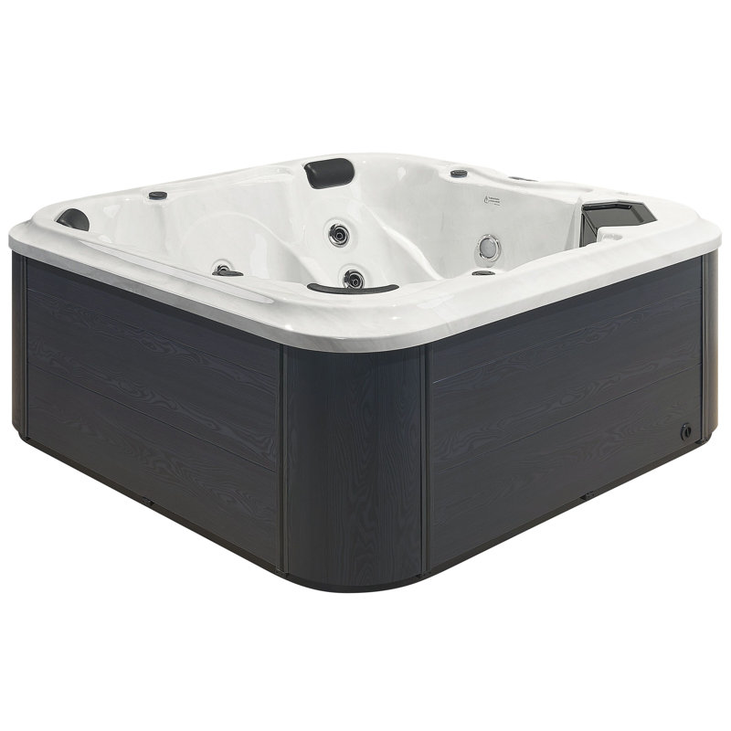 Freeport Park Crisler 230 Volt 28 - Jet Acrylic Square Hot Tub with Ozonator, White, Grey