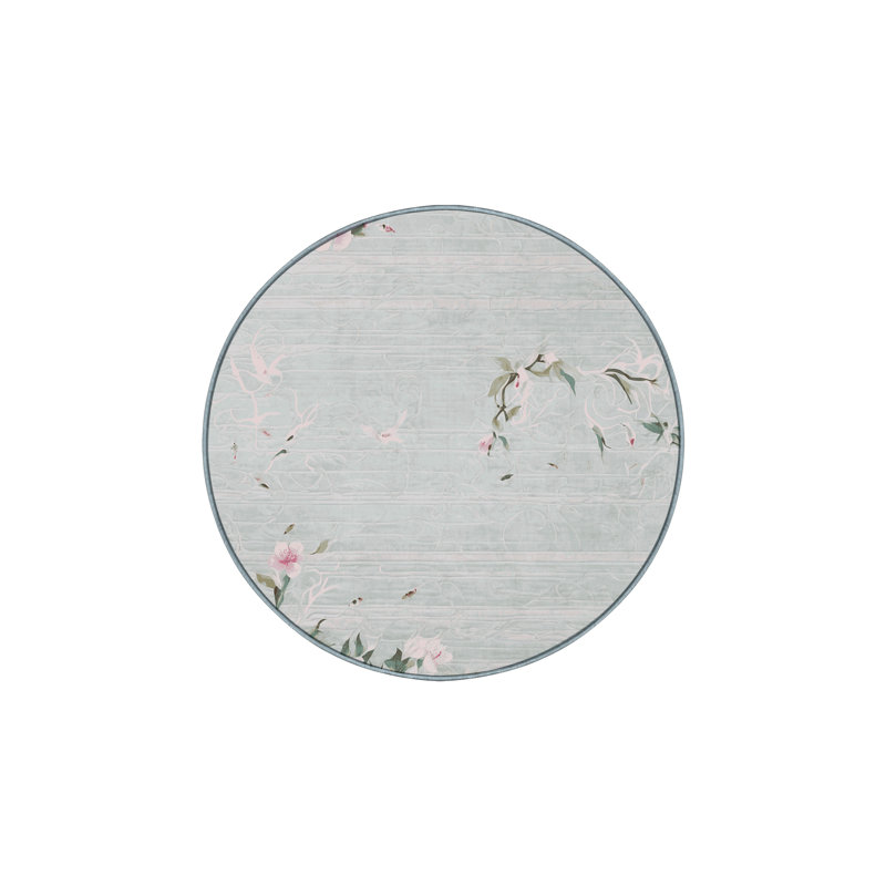 Machine Washable Blue Area Rug, Round 6'
