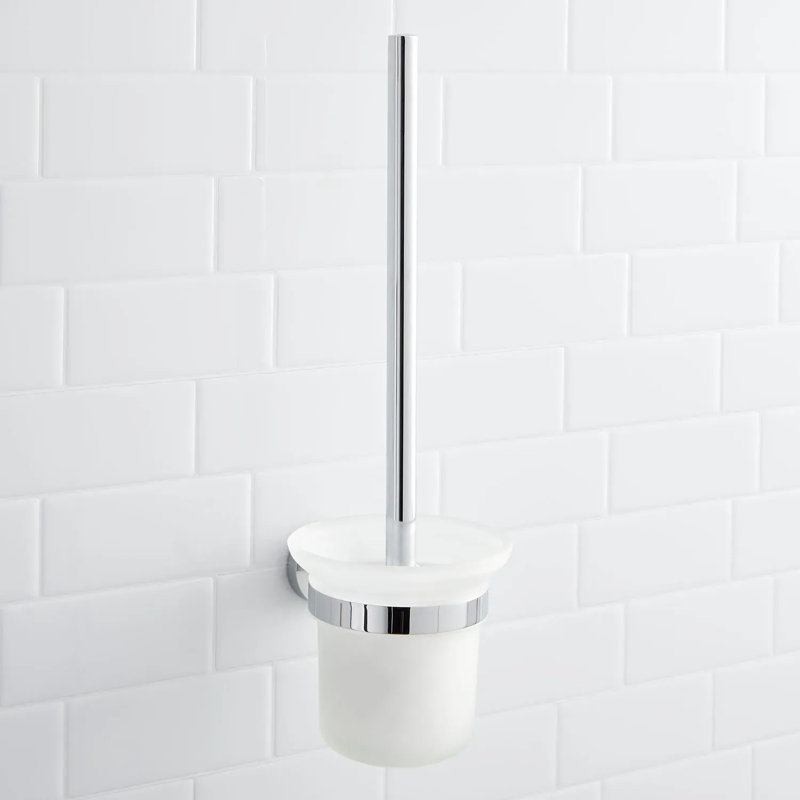 Ceeley Collection Metal Wall Mounted Toilet Brush and Holder, Chrome