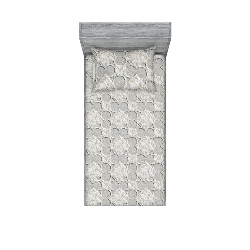Drap-housse et taie décorative Ambesonne, Ensemble de draps pour lit simple avec 1 taie d'or