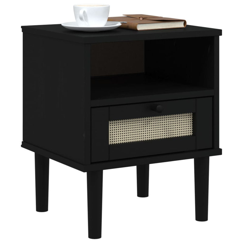 Alroy 15.7'' W Solid Wood Nightstand, Black