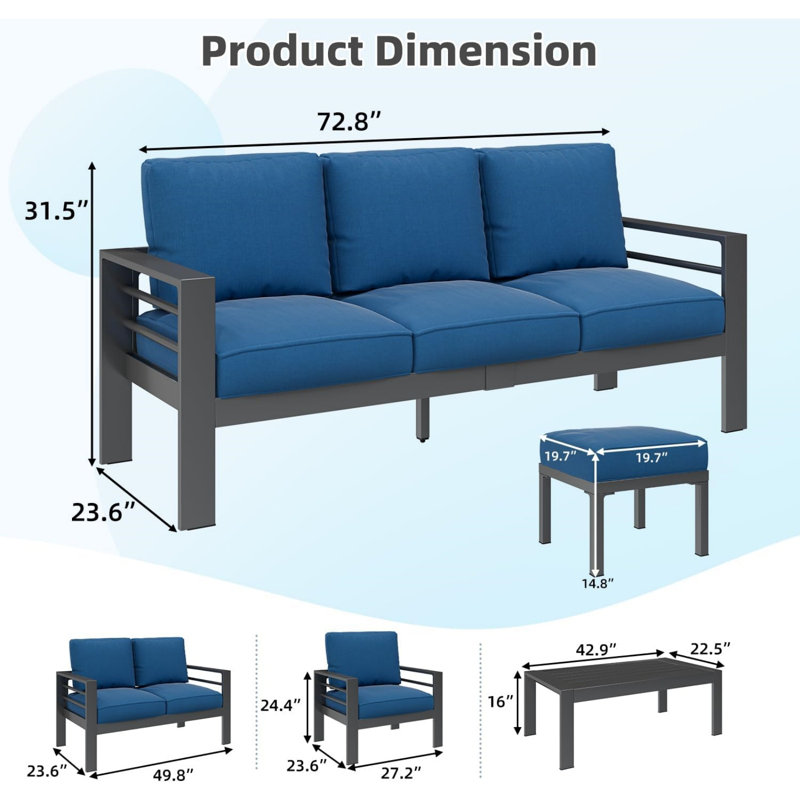 Aluminum Patio Furniture Set With Waterproof Cover