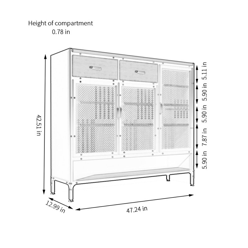 24 Pair Shoe Storage Cabinet