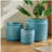 Handmade Ceramic Flower Pot Set of 3, 15/12/9 Inch Diameter, Blue with Geometric Pattern, for Orchids Indoor/Outdoor Use on Windowsill & Bookshelf, Breathable Clay-391651852