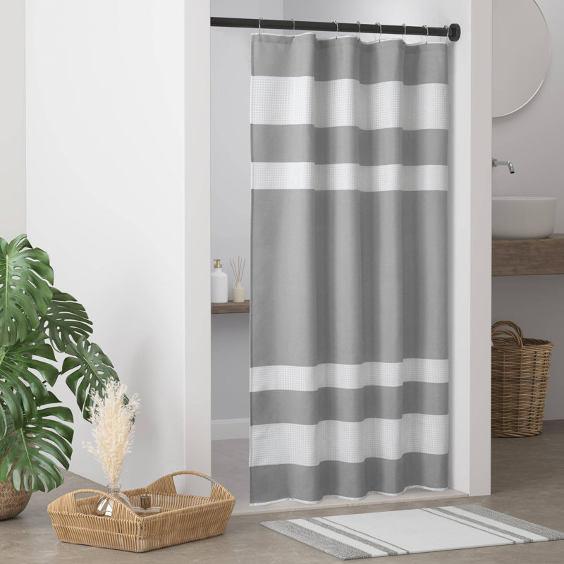 Rideau de douche gaufré de type spa avec traitement 3M, Gris, H 78 po x l 54 po