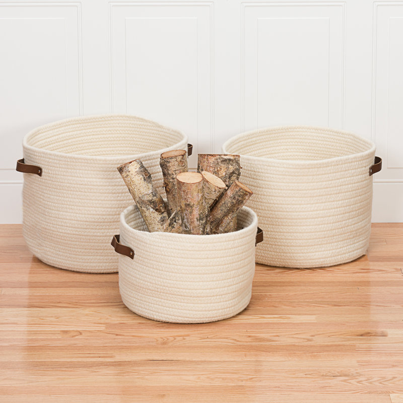 Panier en laine Monaco, H 10 po x l 14 po x P 14 po, Naturel